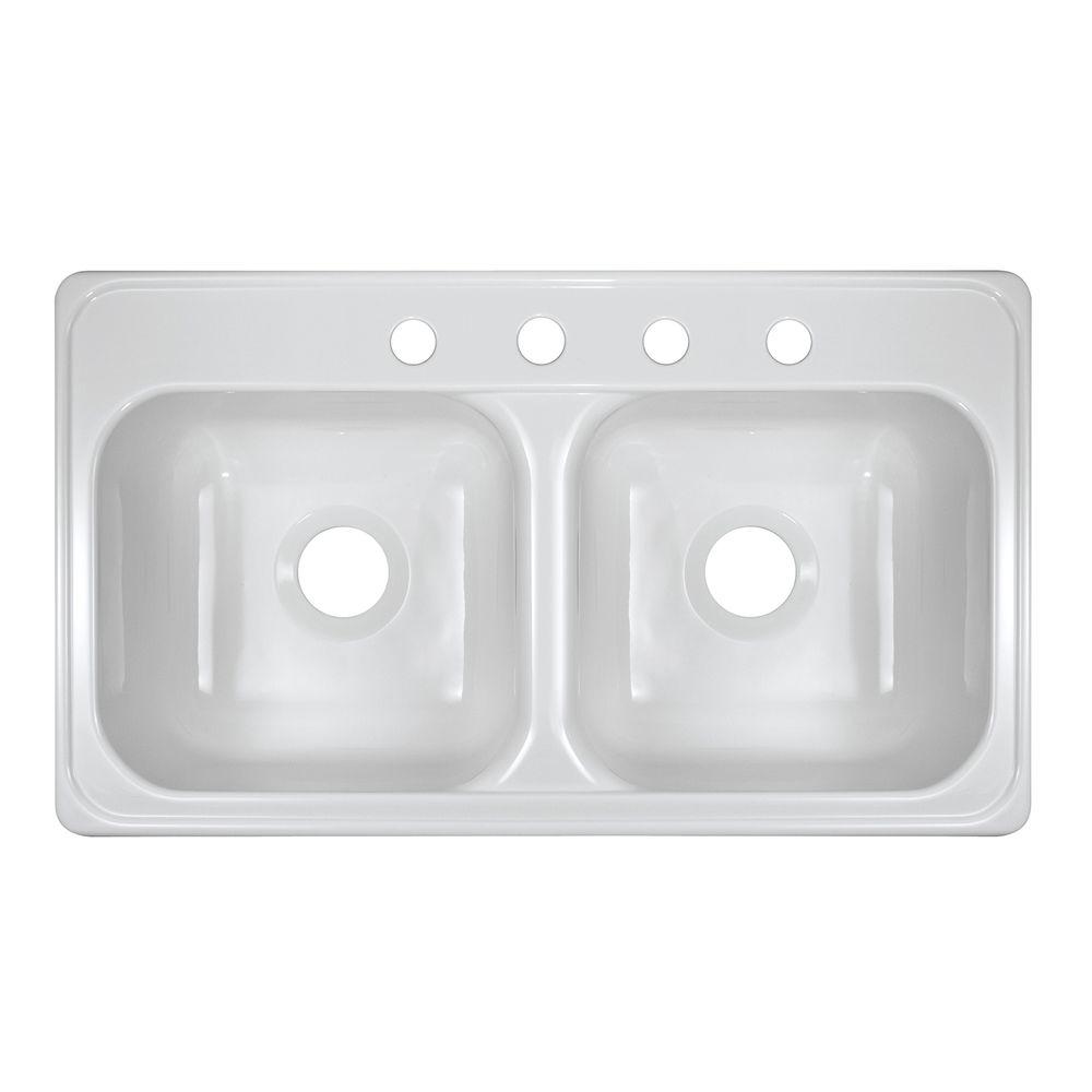 white double-well kitchen sink